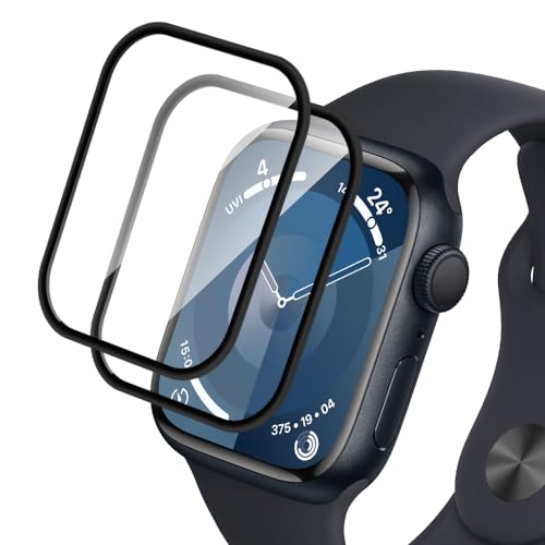 SeNool Schutzfolie Kompatibel mit Apple Watch Series 9 41mm [2 Stück], 3D Full Coverage Displayschutz, [Anti-Kratzer, Blasenfrei, Anti-Fingerabdruck] Displayschutzfolie für Apple Watch Series 9 41mm von SeNool