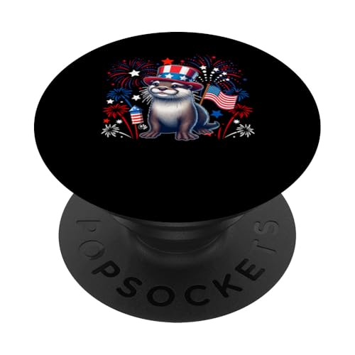 Otter 4. Juli US-Flagge Feuerwerk Meerestier Patriotisches Team PopSockets Klebender PopGrip Otter 4. Juli US-Flagge Feuerwerk Meerestier Patriotisches Team PopSockets Klebender PopGrip von Sea Animal 4th Of July Costume