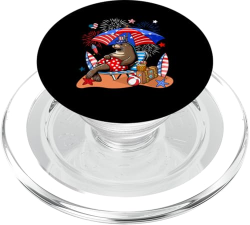 Seelöwen-Sonnenbrille, entspannend am Strand, 4. Juli, US-Flagge PopSockets PopGrip für MagSafe Seelöwen-Sonnenbrille, entspannend am Strand, 4. Juli, US-Flagge PopSockets PopGrip für MagSafe von Sea Animal 4th Of July Costume