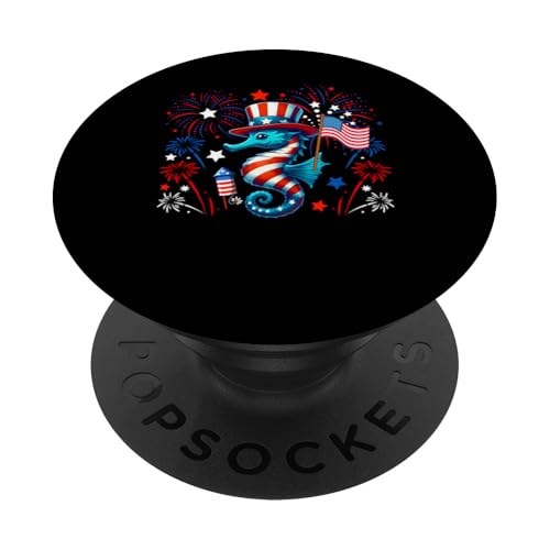 Seepferdchen 4. Juli US-Flagge Feuerwerk Meerestier patriotisch PopSockets Klebender PopGrip Seepferdchen 4. Juli US-Flagge Feuerwerk Meerestier patriotisch PopSockets Klebender PopGrip von Sea Animal 4th Of July Costume