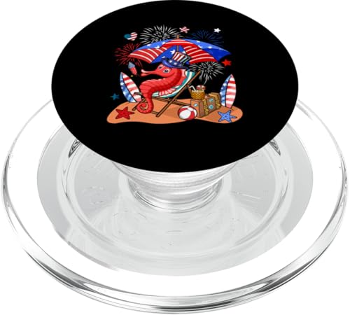 Seepferdchen-Sonnenbrille, entspannend am Strand, 4. Juli, US-Flagge PopSockets PopGrip für MagSafe von Sea Animal 4th Of July Costume