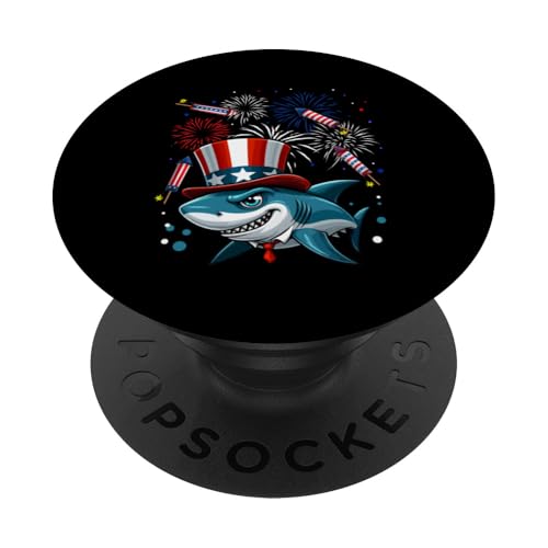 Shark 4th Of July US Flag Fireworks Matching Patriotic Team PopSockets Klebender PopGrip Shark 4th Of July US Flag Fireworks Matching Patriotic Team PopSockets Klebender PopGrip von Sea Animal 4th Of July Costume