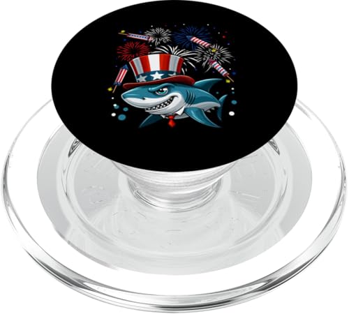Shark 4th Of July US Flag Fireworks Matching Patriotic Team PopSockets PopGrip für MagSafe Shark 4th Of July US Flag Fireworks Matching Patriotic Team PopSockets PopGrip für MagSafe von Sea Animal 4th Of July Costume