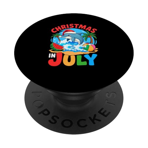 Christmas In July Santa Dolphin On Beach Sea Animal Lover PopSockets Klebender PopGrip Christmas In July Santa Dolphin On Beach Sea Animal Lover PopSockets Klebender PopGrip von Sea Animal Vacations Costume
