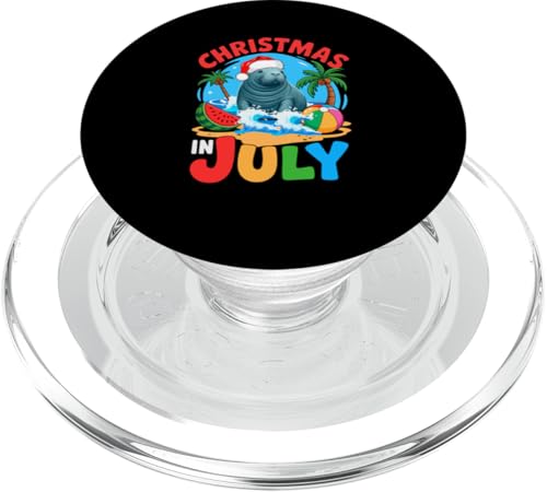Christmas In July Santa Manatee On Beach Sea Animal Lover PopSockets PopGrip für MagSafe Christmas In July Santa Manatee On Beach Sea Animal Lover PopSockets PopGrip für MagSafe von Sea Animal Vacations Costume