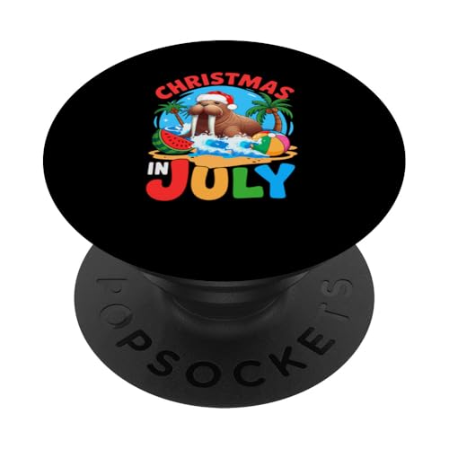 Christmas In July Santa Walrus On Beach Sea Animal Lover PopSockets Klebender PopGrip Christmas In July Santa Walrus On Beach Sea Animal Lover PopSockets Klebender PopGrip von Sea Animal Vacations Costume