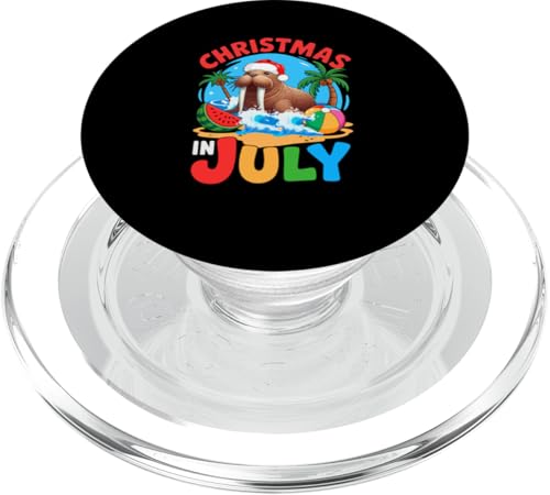 Christmas In July Santa Walrus On Beach Sea Animal Lover PopSockets PopGrip für MagSafe von Sea Animal Vacations Costume