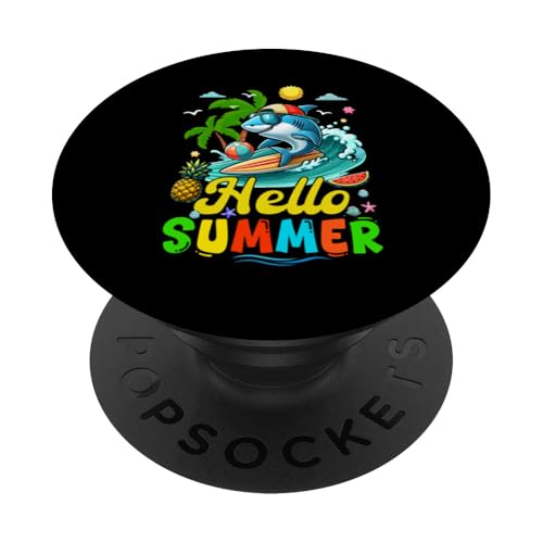 Summer Vacation Costume Shark Sunglasses Surfing Colorful PopSockets Klebender PopGrip Summer Vacation Costume Shark Sunglasses Surfing Colorful PopSockets Klebender PopGrip von Sea Animal Vacations Costume
