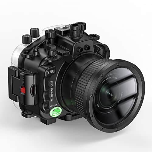 Sea frogs Unterwasser Kameragehäuse kompatibel mit Sony A7RIII 28-70mm IPX8 40m/130ft Maximale Tauchtiefe Wasserdichtes Kameragehäuse für Tauchen, Surfen, Rudern, Skifahren von Sea frogs