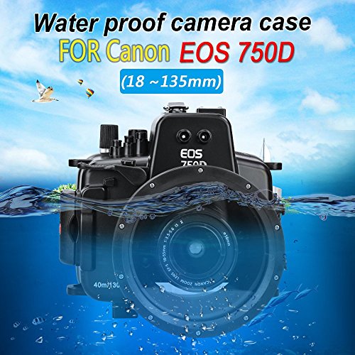 Sea frogs für Canon EOS 750D 130FT/40M Unterwasser Kamera Tauchen wasserdicht Gehäuse mit 18-135mm Linse von Sea frogs