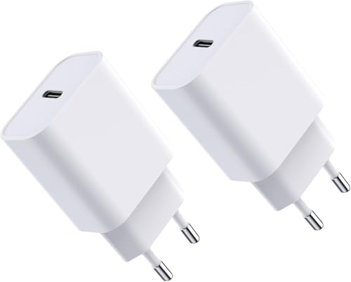 2-Pack 20W USB C Adapter, USB-C Stecker Kompatibel für iPhone 15/14/13/12 Plus Pro Max Mini, AirPods iPad, Samsung Galaxy S23/22, Netzteil Power Ladegerät Steckdose Schnellladegerät Charger, Weiß von Seadmit