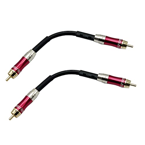 Seadream Audiokabel, Cinch-auf-Cinch-Audiokabel, kurz, 1 Cinch-Stecker auf 1 Cinch-Stecker, Stereo-Audiokabel, Vorverstärker, Stecker auf Stecker, 20,3 cm (8 Zoll) (schwarz + rosa) von Seadream