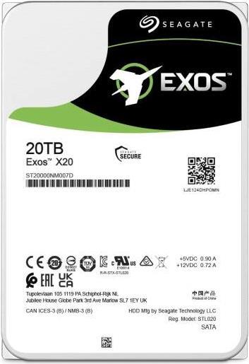 SEAGATE Exos X20 20TB HDD SATA 6Gb/s 7200RPM 256MB cache 8,90cm 3.5 512e/4KN (ST20000NM007D) von Seagate