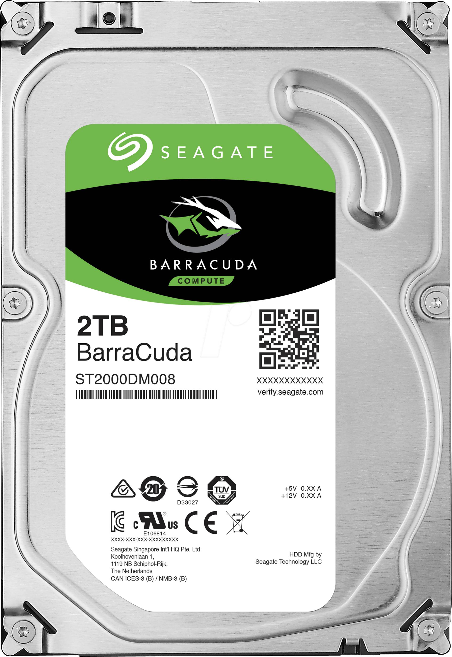 ST2000DM008 - 2TB Festplatte Seagate BarraCuda - Desktop von Seagate
