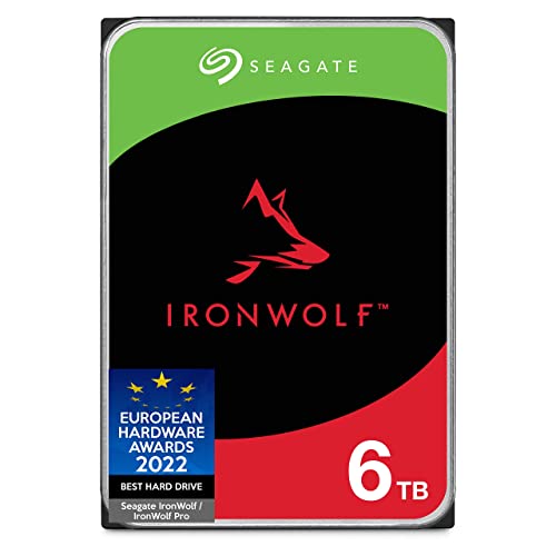 Seagate IronWolf 6 TB interne Festplatte NAS HDD, 3.5 Zoll, 5400 U/Min, 256 MB Cache, SATA 6 Gb/s, silber, inkl. 3 Jahre Rescue Service, Modellnr.: ST6000VNZ06 von Seagate