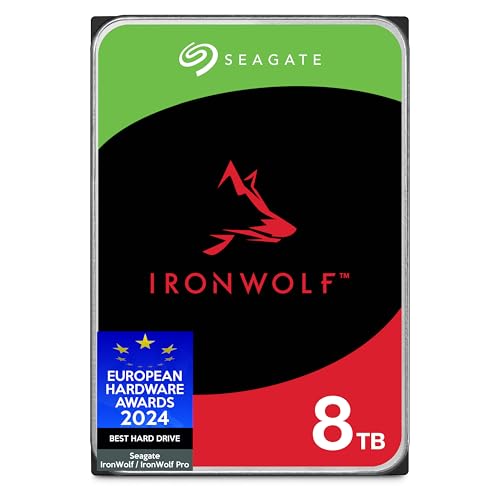 Seagate IronWolf 8TB, NAS Interne Festplatte HDD, 3.5 Zoll, 5400 U/Min, 256 MB Cache, SATA 6 Gb/s, silber, inkl. Data Rescue Service (ST8000VNZ02) von Seagate