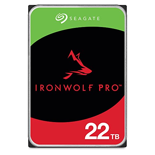 Seagate IronWolf Pro 22 TB, NAS interne Festplatte, 3.5 Zoll, 7200 U/Min, CMR, 256 MB Cache, SATA 6 GB/S, inkl. 3 Jahre Rescue Service, Modellnr.: ST22000NT001 von Seagate