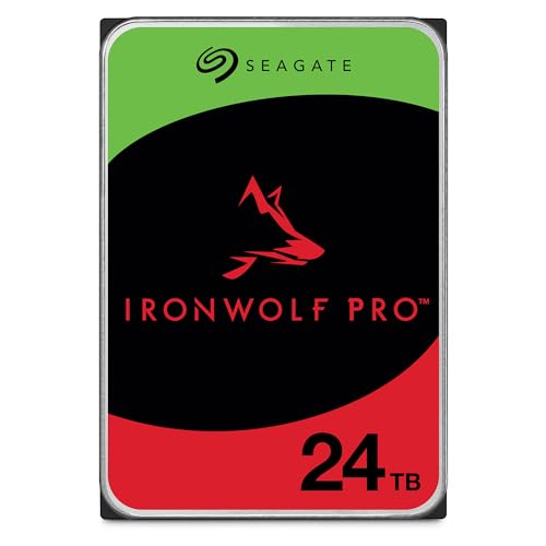 Seagate IronWolf Pro 24 TB, NAS interne Festplatte, 3.5 Zoll, 7200 U/Min, CMR, 256 MB Cache, SATA 6 GB/S, inkl. 3 Jahre Rescue Service, Modellnr.: ST24000NTZ02 von Seagate