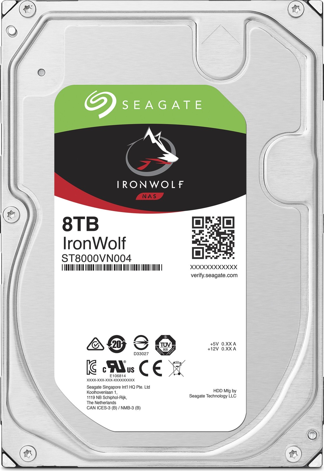 Seagate IronWolf ST8000VN004 - Festplatte - 8 TB - intern - 3.5 (8.9 cm) - SATA 6Gb/s - 7200 U/min - Puffer: 256 MB (ST8000VN004) von Seagate