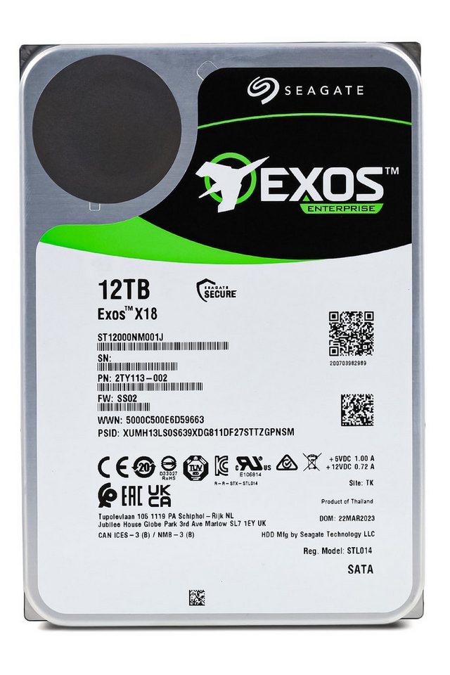 Seagate Seagate Exos X - X18 12TB SATA 6Gb/s interne Festplatte HDD ST12000NM interne HDD-Festplatte von Seagate