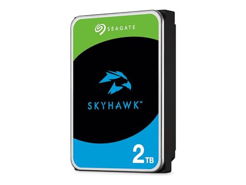Seagate SkyHawk 2TB interne Festplatte HDD, Videoaufnahme bis zu 64 Kameras, 3.5 Zoll, 64 MB Cache, SATA 6GB/s, silber, FFP, inkl. 3 Jahre Rescue Service, Modellnr.: ST2000VX017 von Seagate