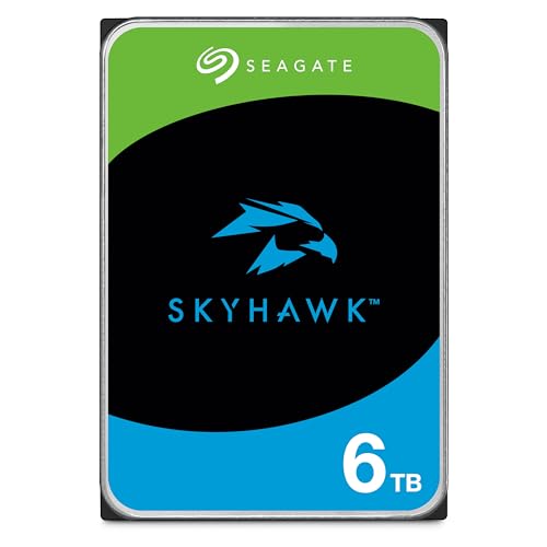Seagate SkyHawk 6TB interne Festplatte HDD, Videoaufnahme bis zu 64 Kameras, 3.5 Zoll, 64 MB Cache, SATA 6GB/s, silber, FFP, inkl. 3 Jahre Rescue Service, Modellnr.: ST6000VXZ09 von Seagate