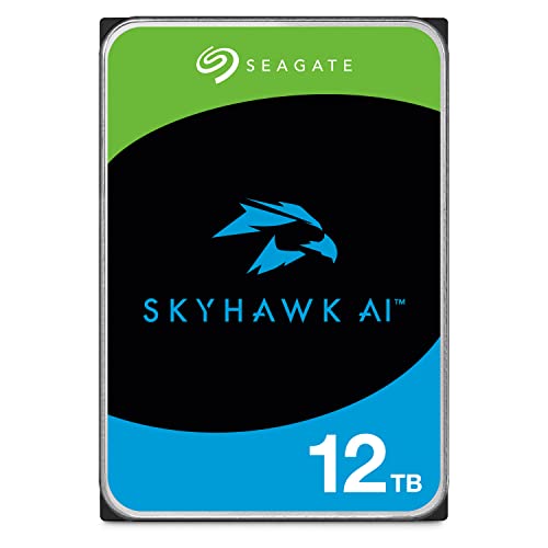 Seagate SkyHawk AI, interne Überwachungsfestplatte HDD 12TB, 3.5 Zoll, SATA 6 Gb/s, 256 MB Cache, DVR-/NVR-Sicherheitskamerasystem, inkl. 3 Jahre Rescue Service, Modellnr.: ST12000VE001 von Seagate