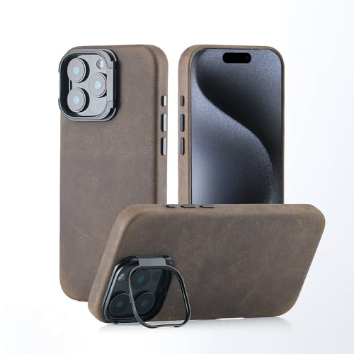Seagtigau Echte Ledertasche für iPhone 16 Pro Max (6.9 inch), Vintage Crazy Horse Echtledertasche mit Kamerarahmen Halter, Magsafe kompatibel von Seagtigau