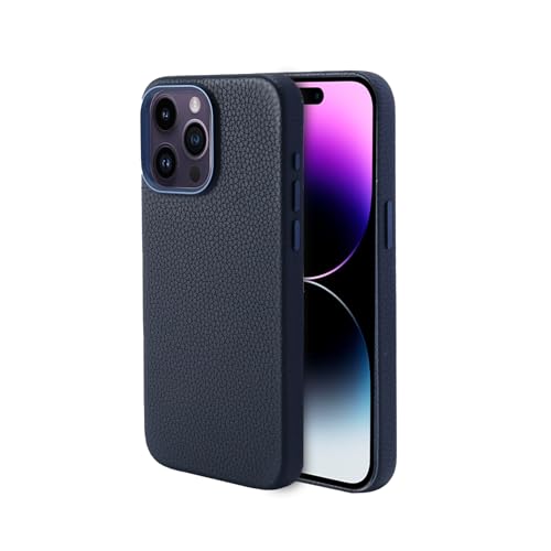 Seagtigau Genuine Leather case for iPhone 15 Pro Max (6.7 inch), Litchi Real Leather case with Soft Fiber Lining, Compatible with Magsafe (Beere, 15 Pro Max) von Seagtigau