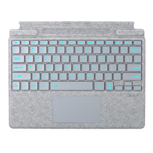 Seagtigau QWERTY Layout Tastatur für Microsoft Surface Pro 11,Pro 10,Pro 9,Pro 8,Pro X,13 Zoll, Bluetooch Type Cover mit Multi-Touch Trackpad, Hintergrundbeleuchtung, Ultra Silm (Hellgrau) von Seagtigau