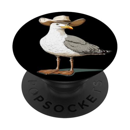 Beachside Bandit mit Cowboyhut für lustige Möwen-Liebhaber PopSockets Klebender PopGrip von Seagull Cowboy