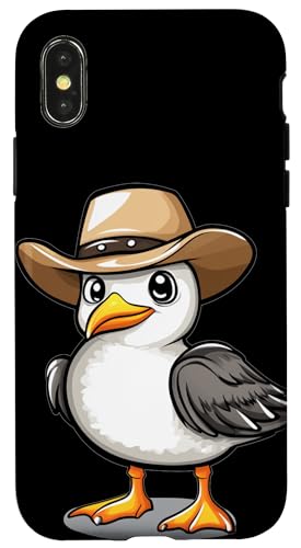 Lustig aussehende Möwe mit Cowboyhut Kostüm Hülle für iPhone X/XS von Seagull Cowboy