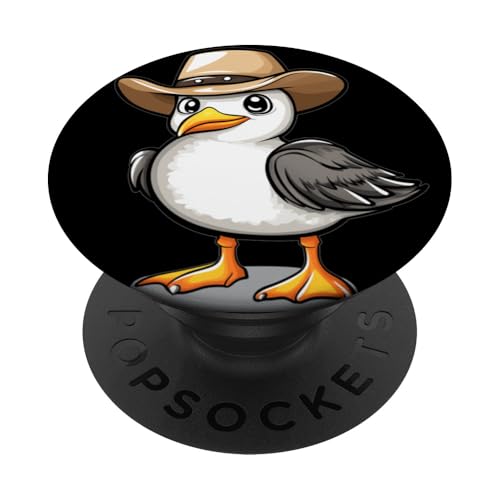 Lustig aussehende Möwe mit Cowboyhut Kostüm PopSockets Klebender PopGrip von Seagull Cowboy