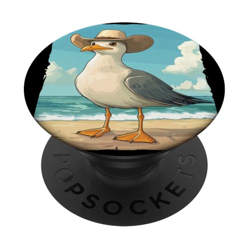 Lustige Möwe bringt westliche Vibes für Strandliebhaber PopSockets Klebender PopGrip von Seagull Cowboy