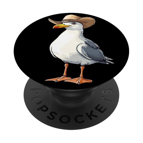 Lustige Möwe mit Cowboyhut Kostüm für Rodeo-Liebhaber PopSockets Klebender PopGrip von Seagull Cowboy