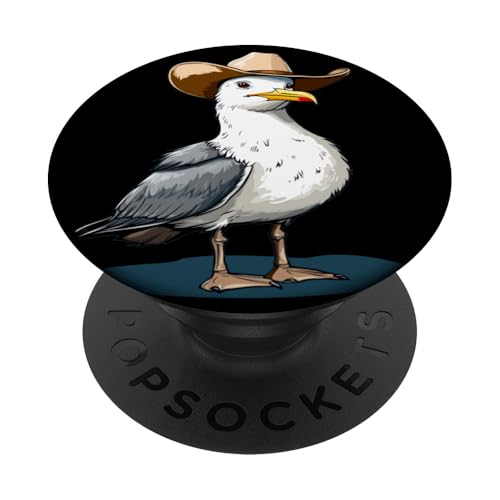 Möwe im Cowboyhut reitet den Wind für Rodeo-Liebhaber PopSockets Klebender PopGrip von Seagull Cowboy