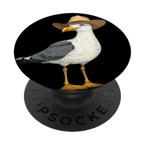 Nettes Möwen-Sheriff Patrouillieren am Ufer Kostüm PopSockets Klebender PopGrip von Seagull Cowboy