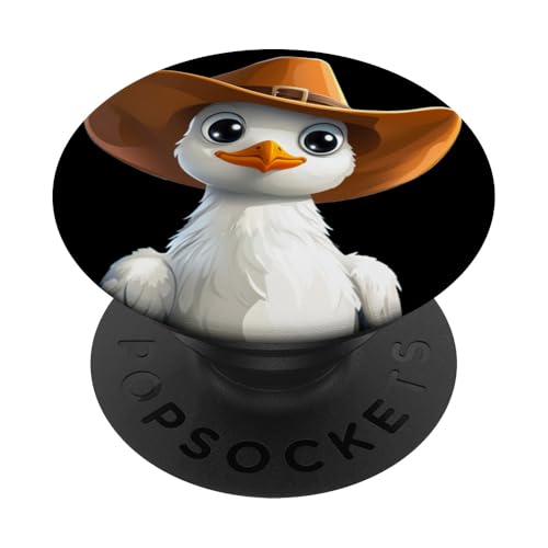 Niedliches Möwengesicht mit Cowboyhut für Strand und Urlaub PopSockets Klebender PopGrip von Seagull Cowboy