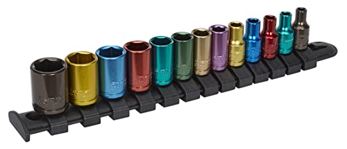 Sealey AK2872 Steckschlüssel-Set, mehrfarbig, 13-teilig, 6,35 mm (1/4 Zoll), Vierkantantrieb, 6pt von Sealey