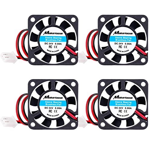 Seamuing 4 Stück 40mm Lüfter 24V DC 0.08A 4010 Geräuschloser Kühlung Ventilator 40×40×10mm mit 28cm Kabel für 3D Drucker DVR Kleingeräte Reparatur Ersatz von Seamuing