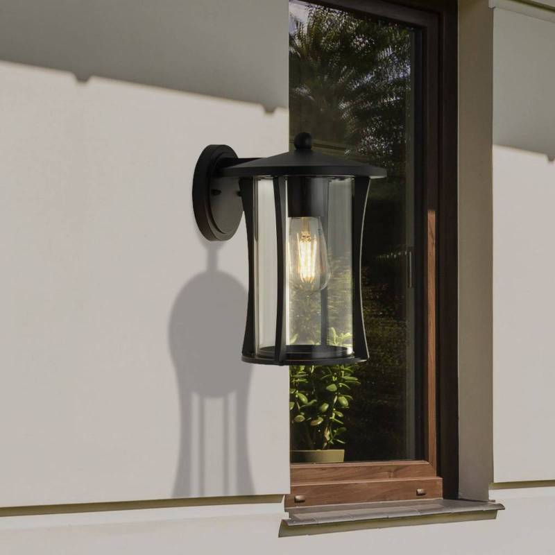 Außenwandleuchte Pagoda, IP44, schwarz, Metall, E27 von Searchlight