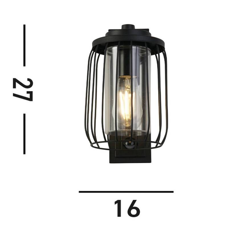 Außenwandleuchte Reed, IP44, schwarz, Metall von Searchlight