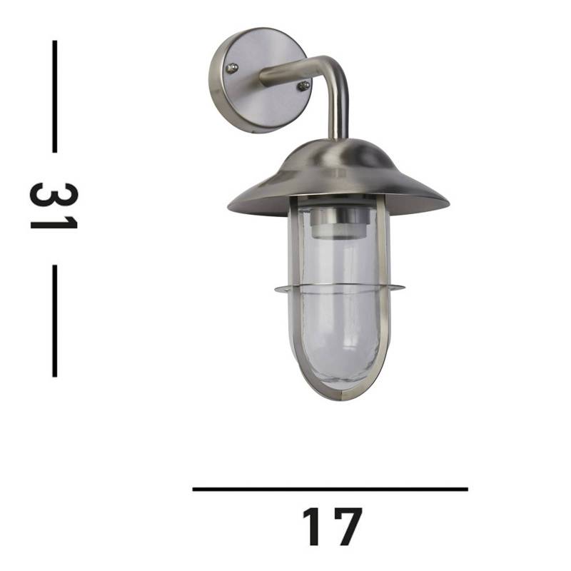 Außenwandleuchte Toronto, IP44, silbern, Stahl, Glas, E27 von Searchlight
