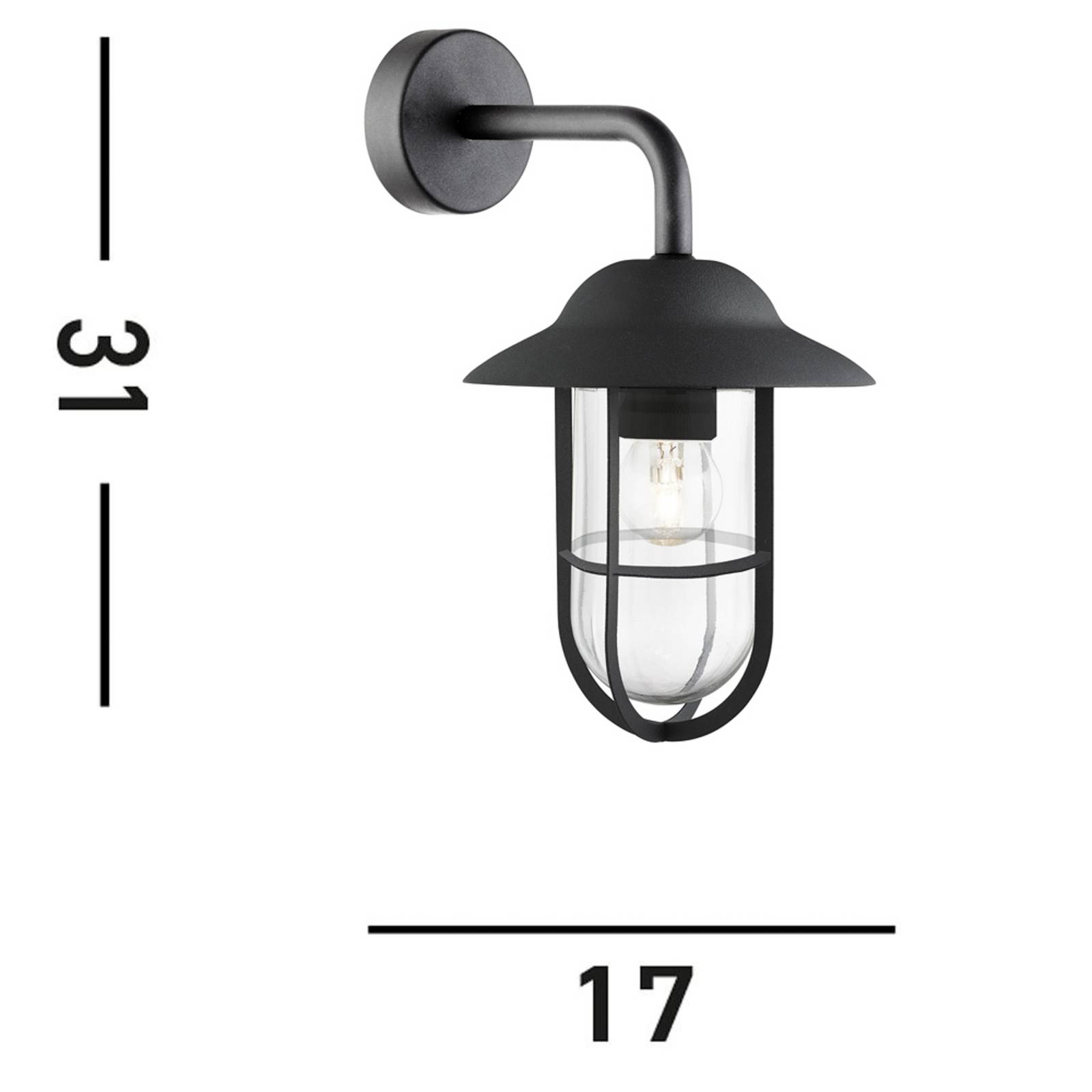 Außenwandleuchte Toronto, schwarz IP44, Stahl, Glas, E27 Außenwandleuchte Toronto, schwarz IP44, Stahl, Glas, E27 von Searchlight