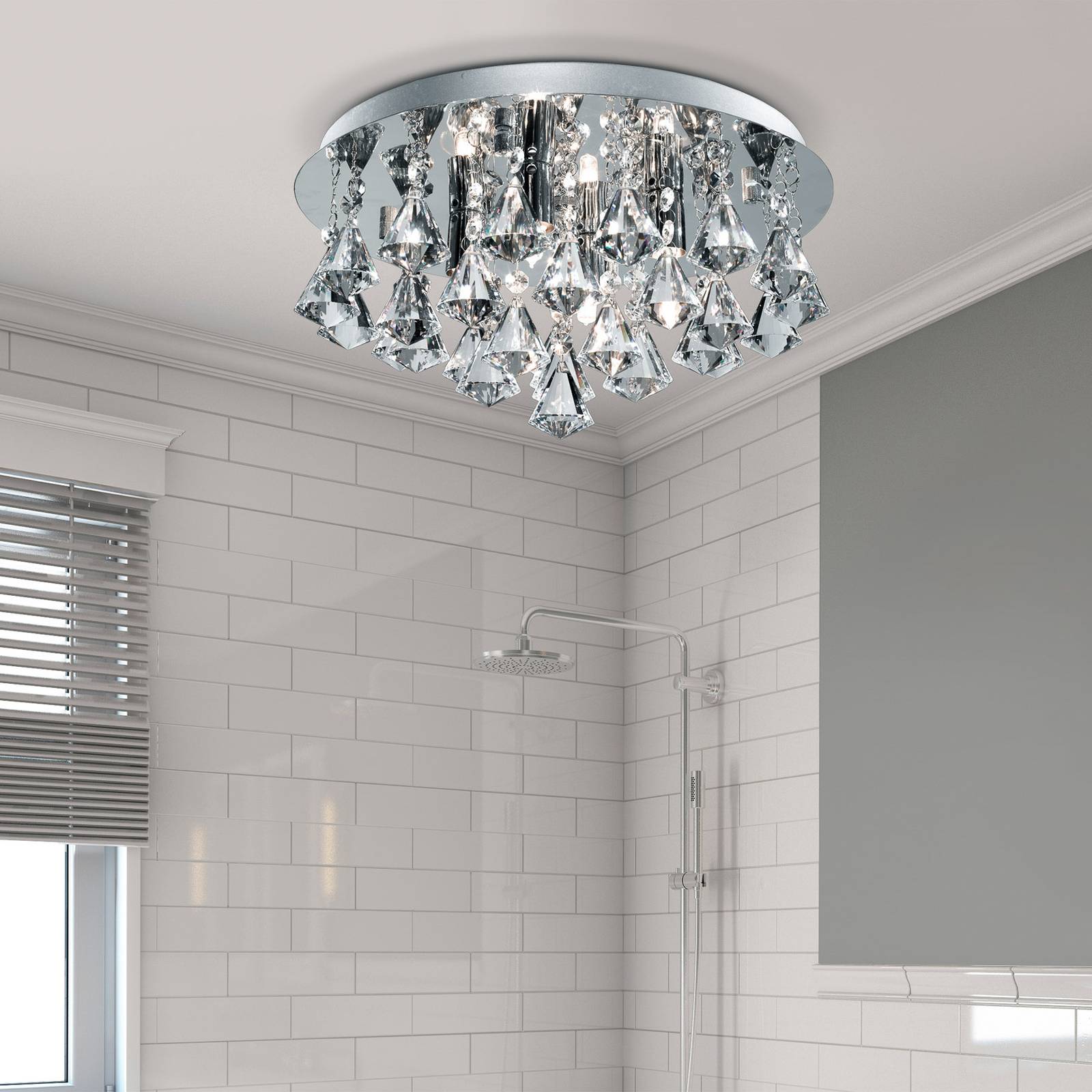 Deckenlampe Hanna, rund, IP44, 38cm, chrom Pyramid Deckenlampe Hanna, rund, IP44, 38cm, chrom Pyramid von Searchlight