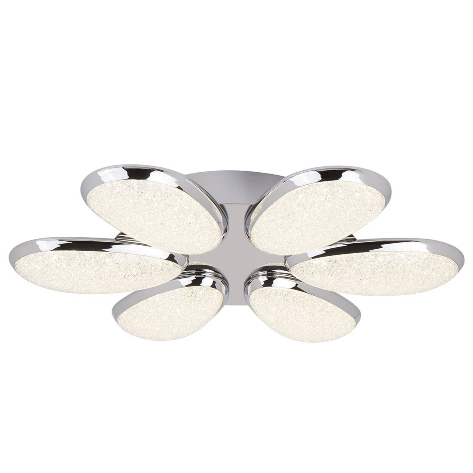 LED-Deckenleuchte Lori, 6-flg., 52 cm, chrom/gefrostet, Glas LED-Deckenleuchte Lori, 6-flg., 52 cm, chrom/gefrostet, Glas von Searchlight