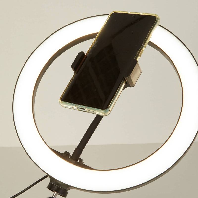 LED-Ringlampe Selfie Tripod, Handy-Halter USB CCT von Searchlight
