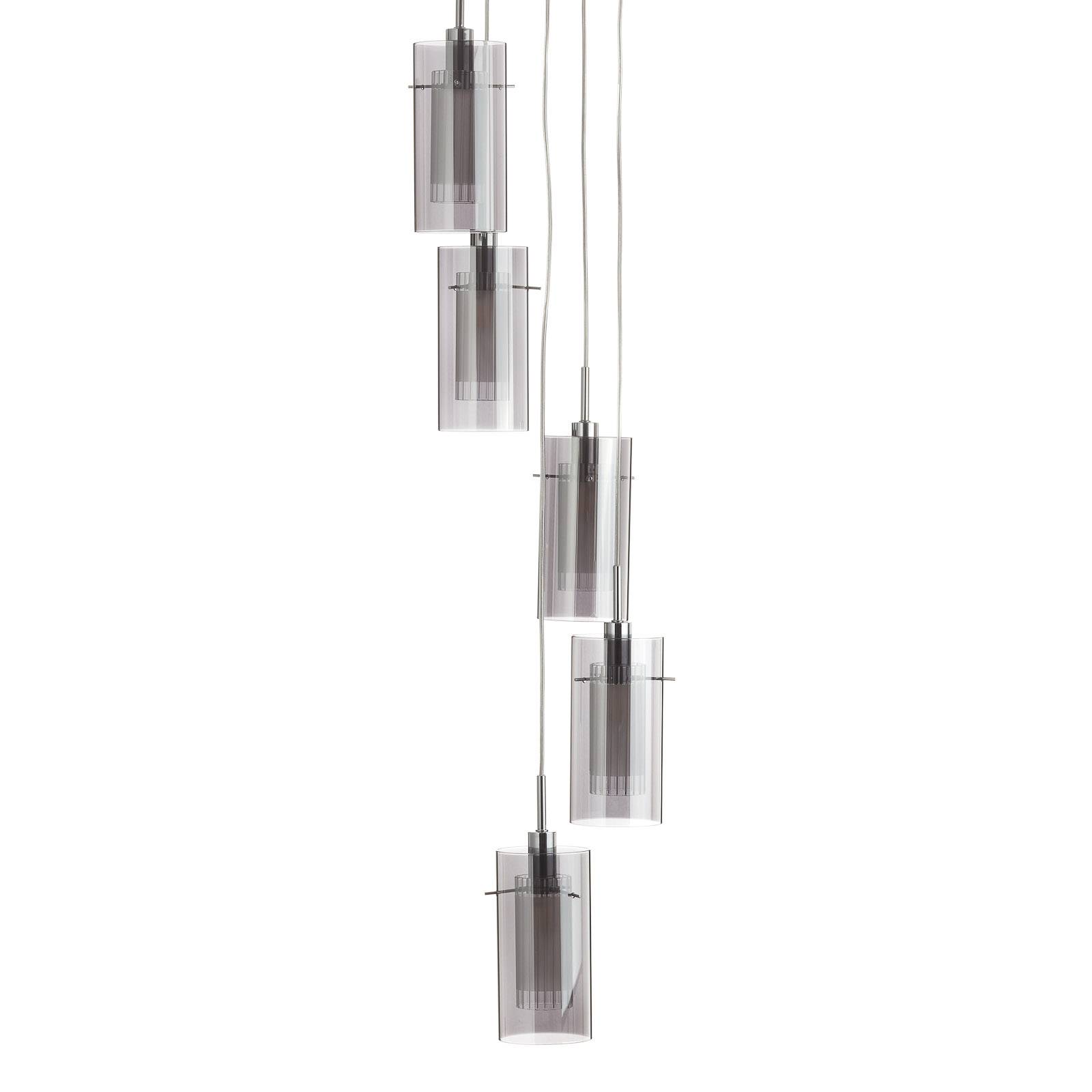 Pendelleuchte Duo 2, Rauchglas/chrom fünfflammig Pendelleuchte Duo 2, Rauchglas/chrom fünfflammig von Searchlight