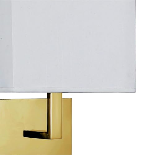 Searchlight Lighting Wandleuchte, Metall, Messing, satiniert, Lampenschirm aus weißem Stoff, E27, 60 W, max. 60 W, mit Inter Hotel Searchlight Lighting Wandleuchte, Metall, Messing, satiniert, Lampenschirm aus weißem Stoff, E27, 60 W, max. 60 W, mit Inter Hotel von Searchlight