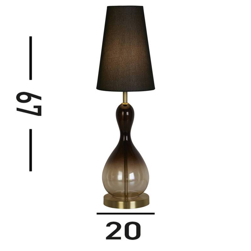 Tischlampe Marakesh schwarz/rauchgrau Höhe 67 cm Textil/Glas von Searchlight